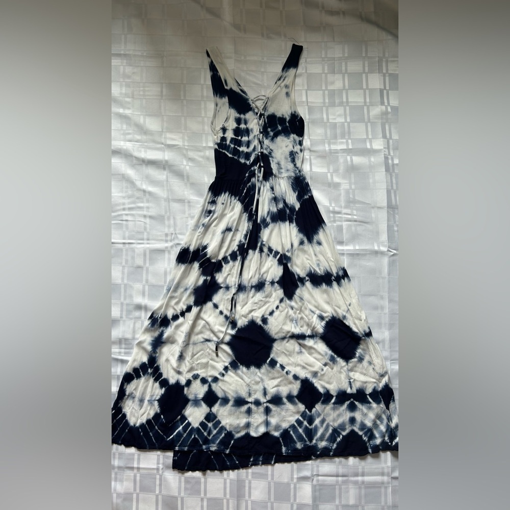 Dex Blue & White Tie Dye Maxi Length Tank Top Style Dress - Picture 13 of 16